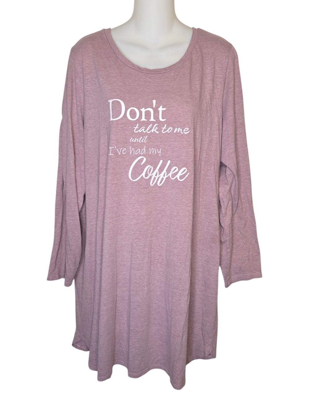 Cacique Sleep Graphic Long-Sleeve Nightgown Shirt, Size 20, Coffee